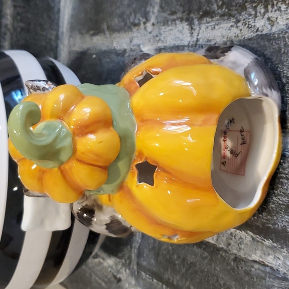 Blue Sky Clayworks Halloween Pumpkin Cat "kitty pops" tea light holder luminary - Picture 5 of 7